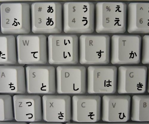 Autocolant de tastatură japoneză Hiragana cu litere negre pe fundal transparent pentru desktop, laptop și caiet