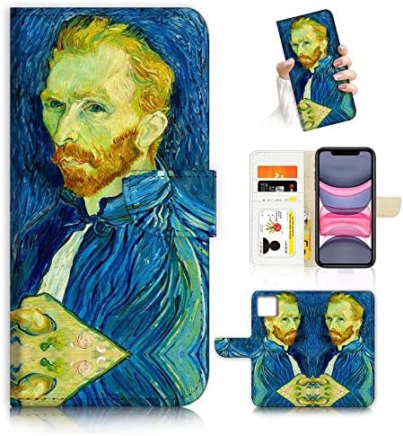 AJOURTEK pentru iPhone 11, design de artă Flip portofel stil de acoperire caz Vincent Van Gogh pictura Full Body Protection