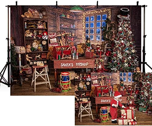 MEHOFOND 10x7ft Crăciun Mos Craciun Jucărie magazin fundal fotografie pentru Vintage Rustic lemn Casa zăpadă noapte cabana