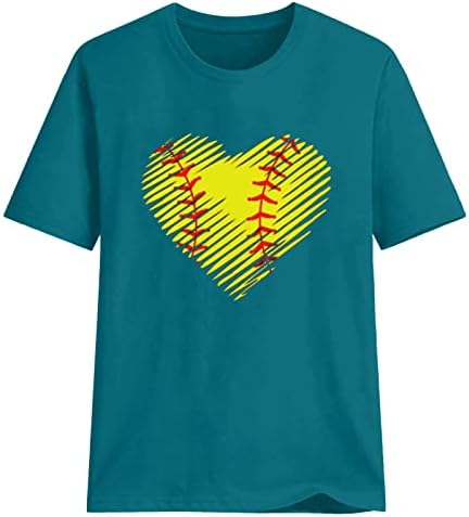 2023 Tops de vară pentru femei Love Heart Print Graphic Tricou Tricou cu mânecă scurtă cu mânecă scurtă Tricouri de bluză în