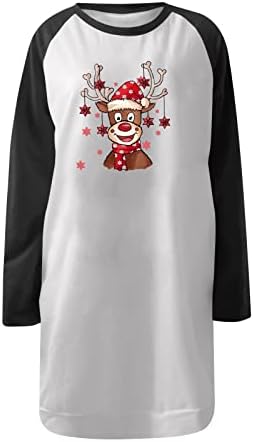 Femei rochie de Crăciun drăguț Ren Fulg De Nea pulover lung Hanorac Rochii Vrac Xmas tunica rochie cu buzunar