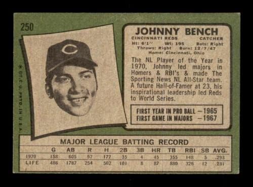 250 Johnny Bench HOF - 1971 Topps Baseball Cards Graded VGEX - Baseball Slabbed Rookie Cards