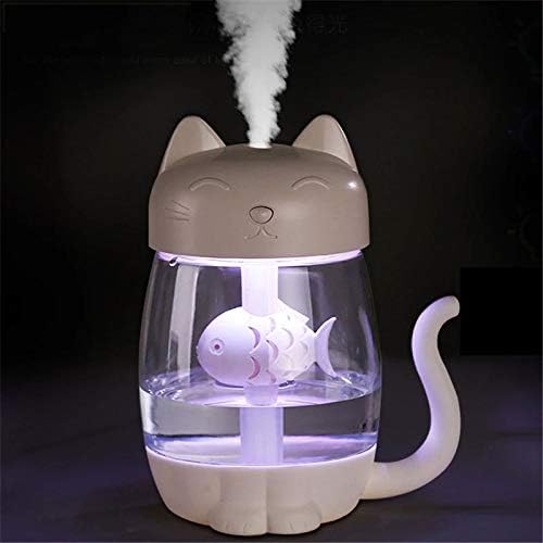 SMLJLQ Mini 3 în 1 Umidificator de aer Cool-Mist portabil USB adorabil pisici umidificator LED lumină 350ml ventilator USB