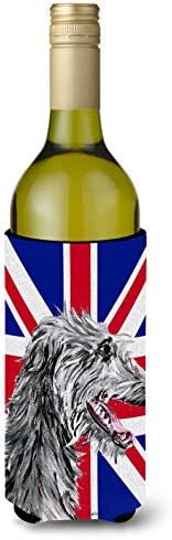 Caroline's Treasures Sc9871literk Scottish Deerhound cu engleza Union Jack British Flag Vin Bottle Hugger, sticla cu mânecă
