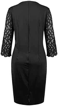 Plus Dimensiune rochie de Cocktail pentru femei Sequin Glitter Rochii 3/4 mâneci dantelă Hollow Solid Despicare Bodycon Bal
