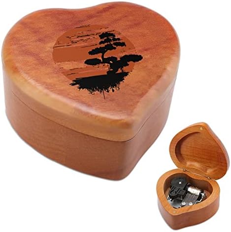 Japonez bonsai copac vintage din lemn cu cutie muzicală cutie în formă de inimă cadouri pentru copii de familie iubiți