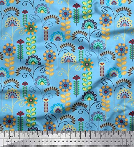 Soimoi bumbac Jersey Fabric frunze & amp; florale Clip Art imprimare cusut tesatura curte 58 Inch Wide