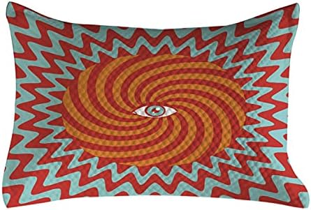 Pillow Pillow Vintage Vintage Vintage, ochi interiori în centrul liniilor spirale cu model de cerc concentric Artă hipnotică,