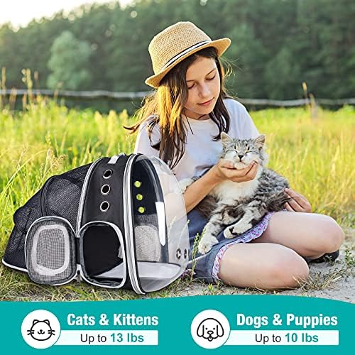 Rucsac extensibil pentru pisici, capsulă spațială Siivton suport Transparent pentru animale de companie pentru pisici de câine