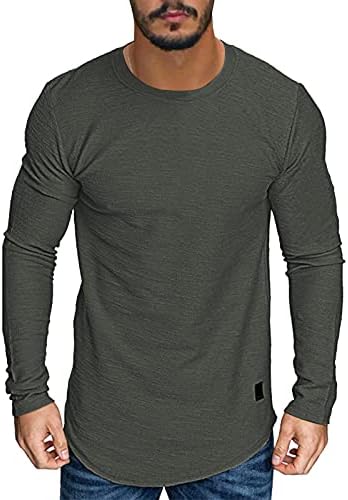XXBR Tricouri cu mânecă lungă cu mânecă lungă pentru bărbați, 2021 Fall Elastic Cotton Slim-Fit Color Solid Tops de bază