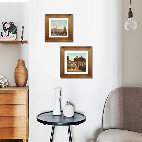 ICHEESDAY 8X8 Rame de imagine, cadru foto rustic din lemn pătrat cu față reală din sticlă, perete și masă