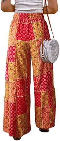 pantaloni hirigin boho palazzo pentru femei etnice elastice elastice pantaloni boemi boemi pantaloni de plajă pantaloni de
