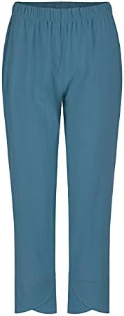 Pantaloni de lenjerie Xinshide pentru femei Pantaloni Capri Casual cu buzunare plus dimensiuni Bohemian High Talie Pantaloni
