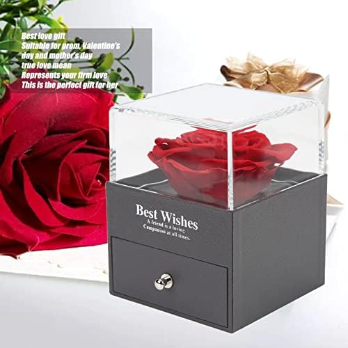 Colier cu cutie de cadouri de trandafir, cutia de cadouri eternale cu un colier de dragoste, flori de trandafiri artificiale