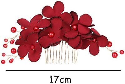 N/a 1pcs moda roșu floare de păr pieptene de onoare domnisoare de cristal clip mireasă păr de păr de nuntă bijuterii pentru