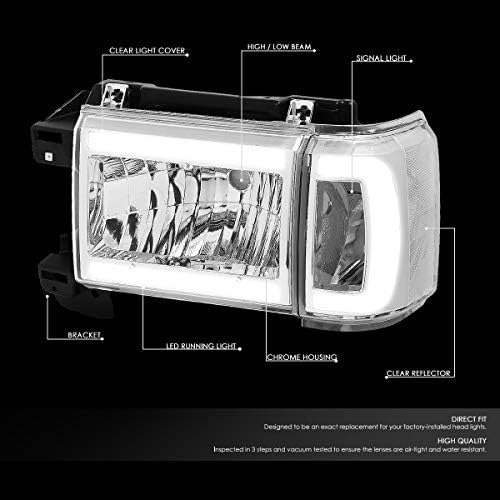 LED DRL crom carcasă clar colț proiector faruri w / Bumper Lămpi + set de instrumente compatibil cu F150-350 Bronco 87-91