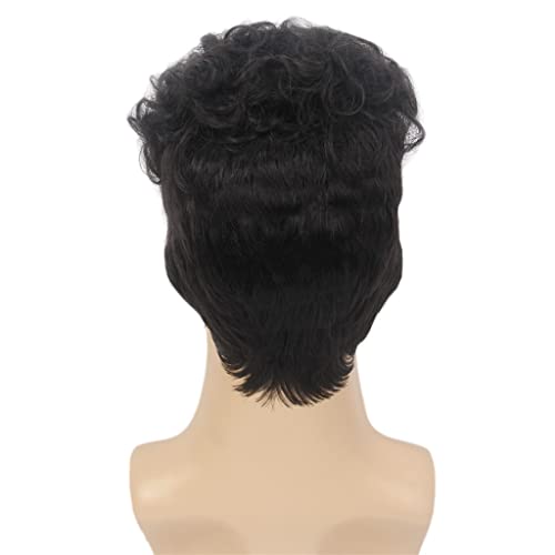 YFQHDD frumos naturale cret negru barbati peruca scurt parul drept oblic Breton peruca realiste