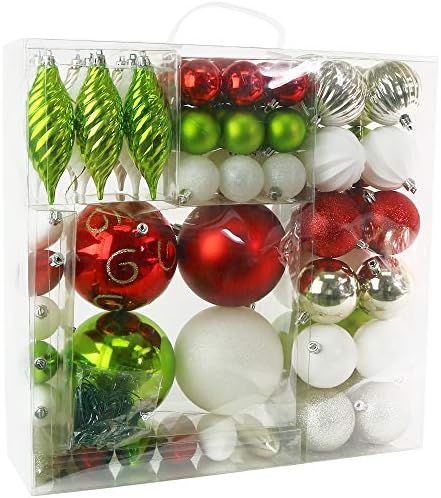 RN N 'D Toys Rn’s Christmas decorative Ball Ornamente - Red and Green Christmas Ball Ball Hanging Tree Ornament Set și dimensiuni