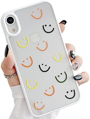 FXLZCW Carcasă de față Smiley pentru iPhone XR, drăguță estetică clară silicon moale Slim Fit Cover de protecție pentru femei