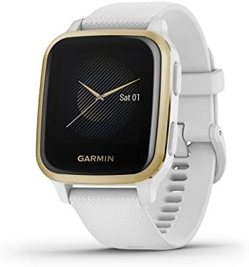 Garmin 010-02427-01 Venu Sq, Smartwatch GPS cu ecran tactil luminos, până la 6 zile de viață a bateriei, aur ușor și alb