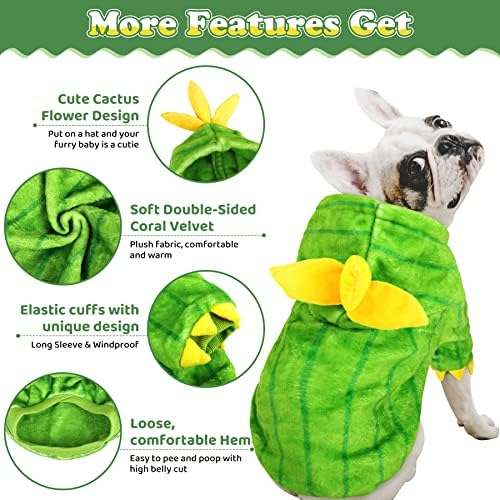 Costume de Halloween Migohi Dog, drăguță cactus verde formă de câine haină cu glugă pentru uzură zilnică, cățeluș amuzant cosplay