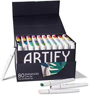 Artificați 80 de color Pen cu geantă pentru organizarea canvasului, carcasa de transport pentru școală, birou, călătorii și