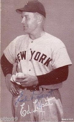 Ed Lopat NY Yankees semnat original 47-66 Card de expoziție JSA Coa White Sox Orioles - MLB Carduri de baseball autografate