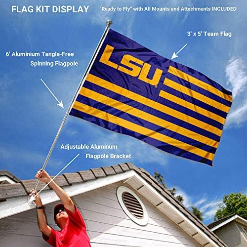 Louisiana State LSU Tigers Nation Flag cu pol și suport pentru universitatea Holder Holder