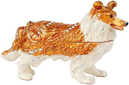 FASSLINO drăguț câine Bijuterii Breloc cutie cu balamale pictate manual Email animale ornamente cadou pentru Decor acasă