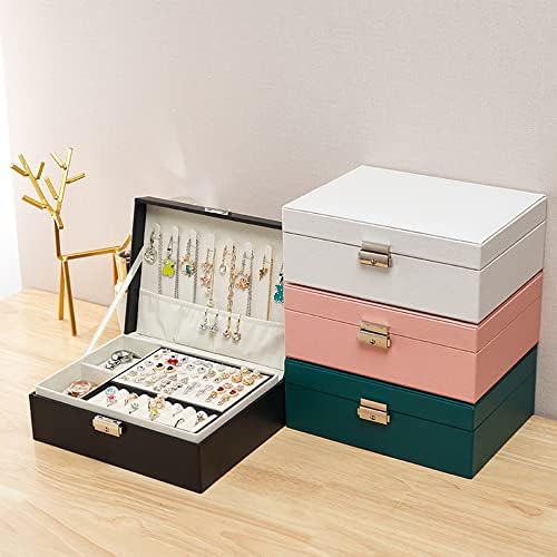 Cutie organizator de bijuterii XYMAO, cutii de bijuterii din piele blocabilă pentru femei pentru fete, călătorii, cutia de