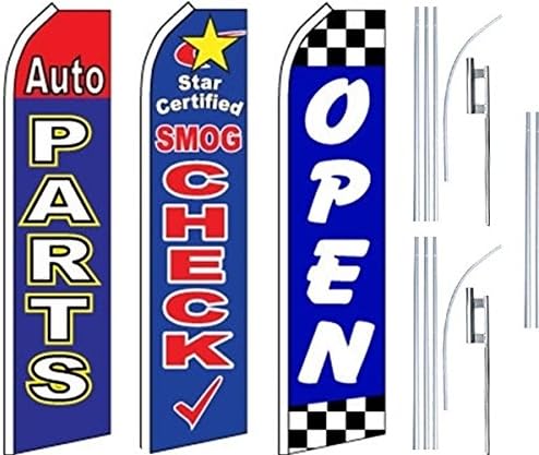 Servicii Auto Servicii Super Flag 3 Pack & Poles-Auto-Parts-Smog-Open-Open