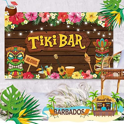 Tiki Luau Party Decor Hawaiian tiki Banner Hawaii Tiki Bar Backdrop Party Supplies Aloha Tropical Photography Background pentru