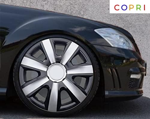 Set Copri de 4 roți acoperă 13 Inch Hubcap Argintiu-negru Snap-On se potrivește Audi
