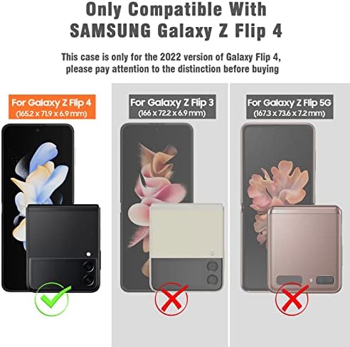 CENMASO pentru Samsung Galaxy Z Flip 4 Case, Z Flip 4 Case cu suport detașabil pentru Card, Curea reglabilă în cruce din piele