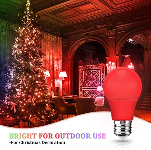 Flaspar LED becuri roșii 60W echivalent, 4 Pachet A19 LED bec de culoare roșie, 9W LED Red E26 Bec lumini de zână pentru Crăciun,