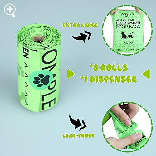Chegron Dog Poop Bag BPI-aprobat biodegradabil compostabil Doggie deșeuri saci cu suport / Dispenser 18 microni grosime