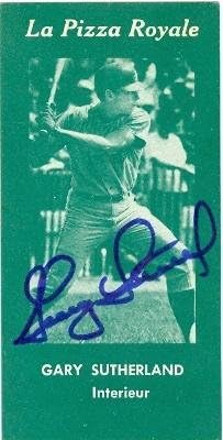 Gary Sutherland Autographed 1971 La Pizza Royale Montreal Expos - MLB Autografat Elemente diverse