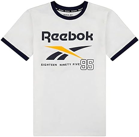 Reebok Boys ' Clasic Cu Mânecă Scurtă Logo Crewneck T-Shirt, Alb, S