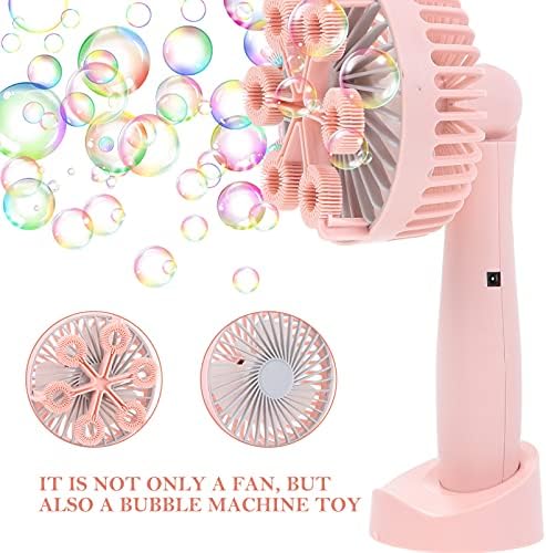Toyandona Fan USB Kids Bubble Machine Blower Creative Fan Desk Humidifiers Fan de mână Fan de machiaj pentru casă de acasă la birou în aer liber Călătorie roz