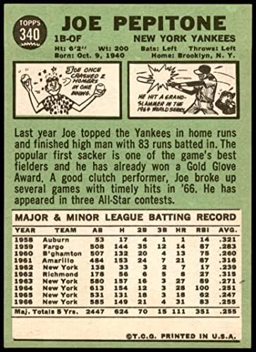 1967 Topps 340 Joe Pepitone New York Yankees Ex+ Yankees