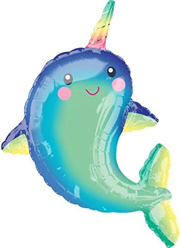 Mayflower Products 39 Anagram Happy Narwhal Balloon Foil, multicolor