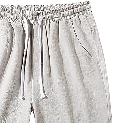 Pantaloni scurți de lenjerie de bumbac casual pentru bărbați Color solide, pantaloni scurți de tragere la sorți de culoare