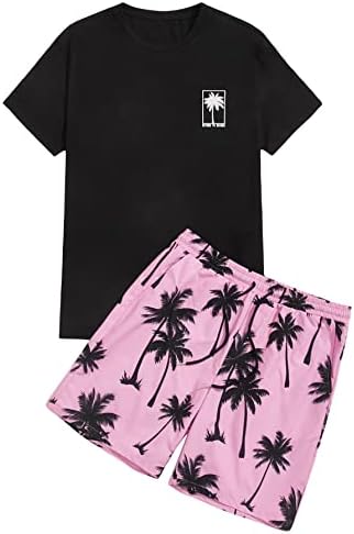 Gorglitter pentru bărbați din două piese seturi hawaiiene cămașă grafică și pantaloni scurți seturi de piese seturi de piese