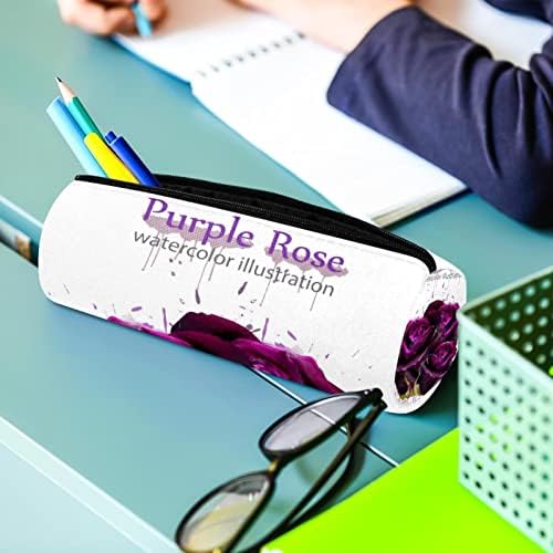 Acuarelă Purple Rose Canvas Cancil Carcasă Durată cu fermoar Spectacol Suport de pungă Simplu de stilou pentru adulți fete