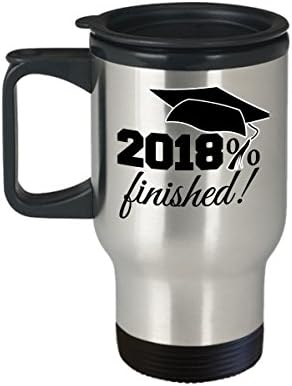 Clasa de seniori din 2018 Cadou - 2018% terminat! - 14 oz. Cană de cafea de călătorie din oțel inoxidabil pentru absolvire