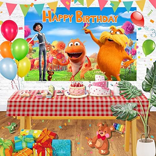 Orange The Lorax Backdrop Party Supplies Dr Seuss Birthday Theme Photo Background bannerul Lorax pentru petrecerea de ziua