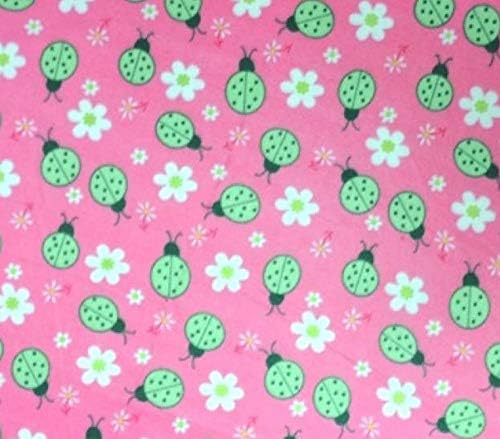 Pico Textile Lady Bugs & amp; Daisy Fuchsia Fleece Fabric - 3 Yards Bolt/ Multi Collection-Style PT845