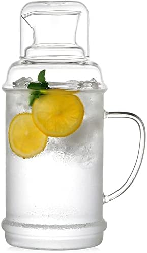 E Wecial Borosilicate Glass Băutură Pitcher cu capac de apă rezistentă la căldură mare carafă ușoară pentru lapte rece și băutură
