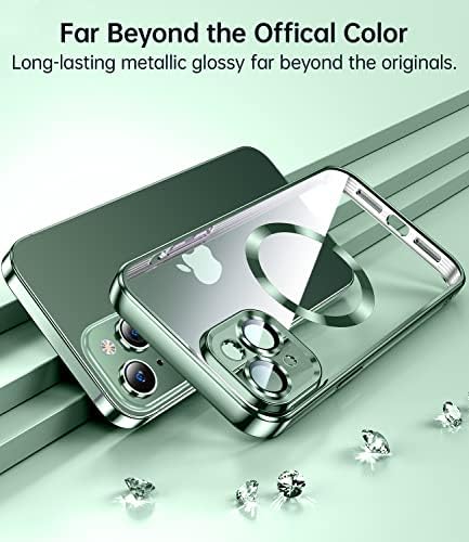 Jueshituo Magnetic Matatallic Glossy Clear pentru iPhone 13 Carcasă cu protecție completă a acoperirii camerei [nr.1 Magneți