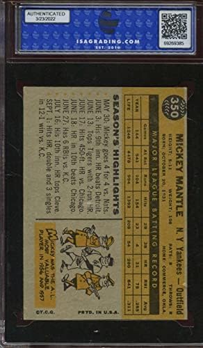 1960 Topps 350 Mickey Mantle Isa 4,5 Yankees Hof